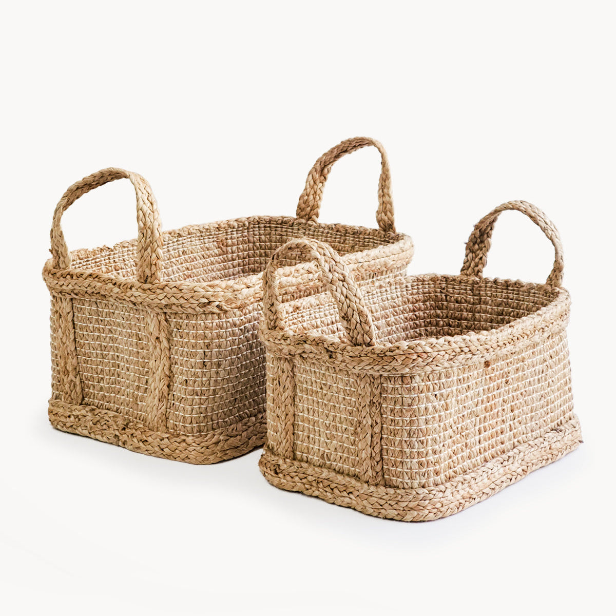 Handwoven Jute Storage Basket – Rectangular Braided Wicker Basket | Natural Organizer | Fair Trade Handmade
