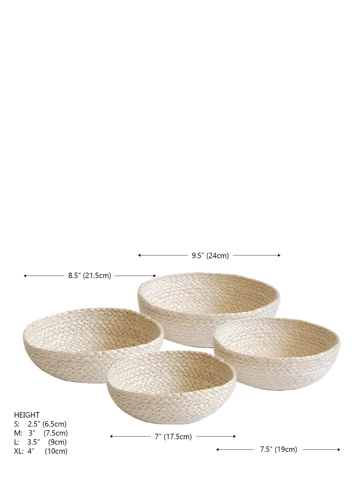Kata Jute Candy Bowl White Set of 4 | Sorelle Rossi