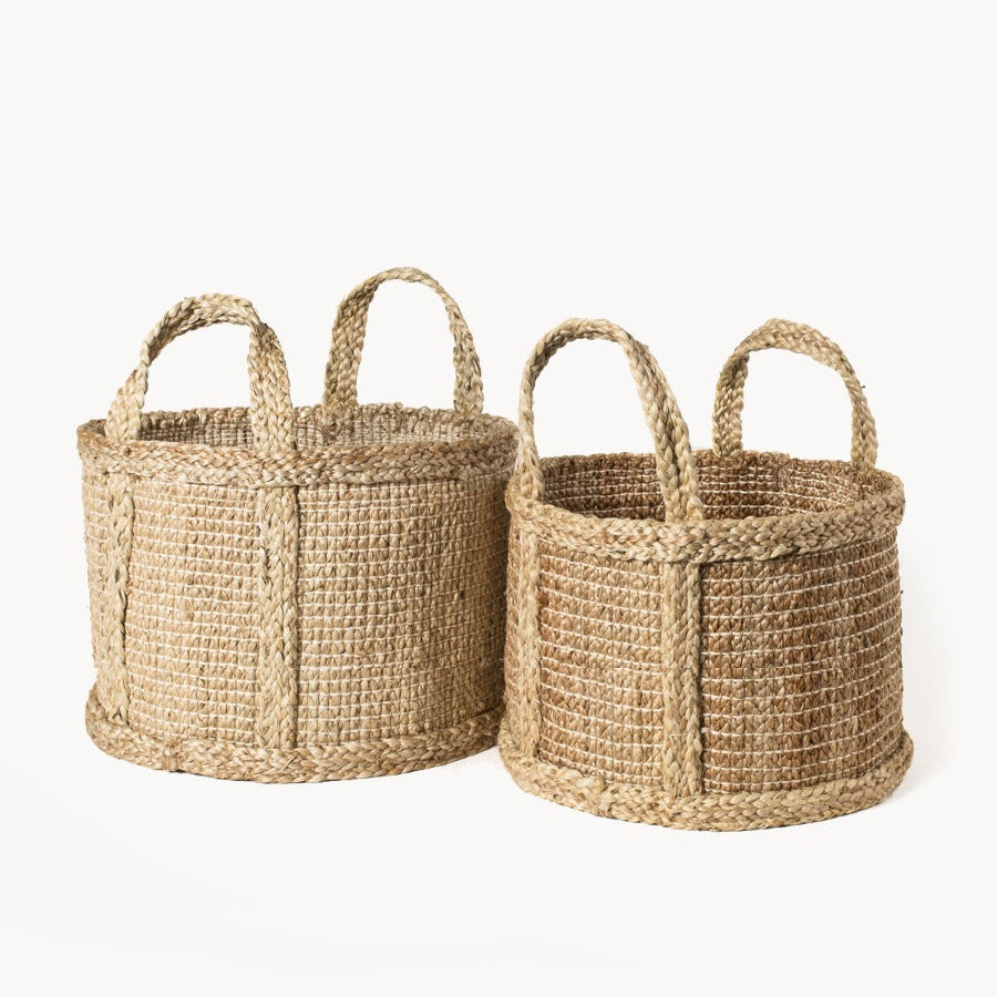 Bono Handwoven Jute Basket – Round Braided Storage Basket | Fair Trade Handmade