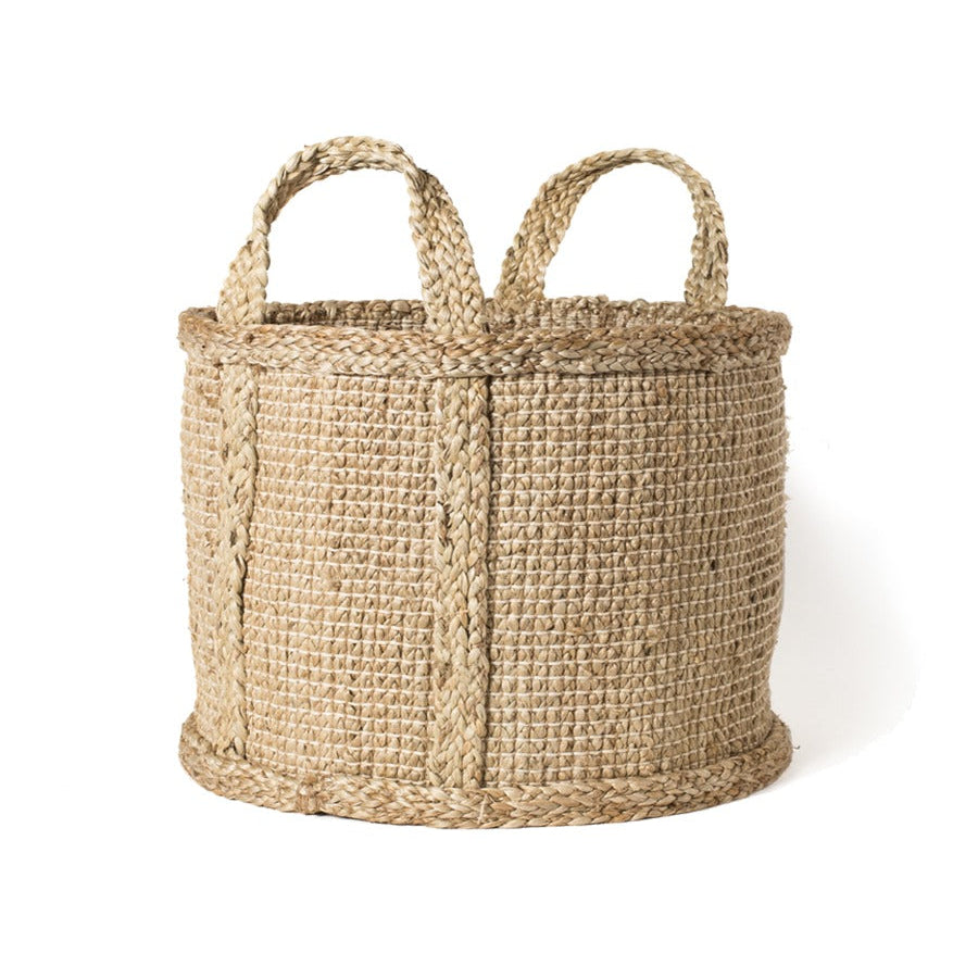 Bono Handwoven Jute Basket – Round Braided Storage Basket | Fair Trade Handmade