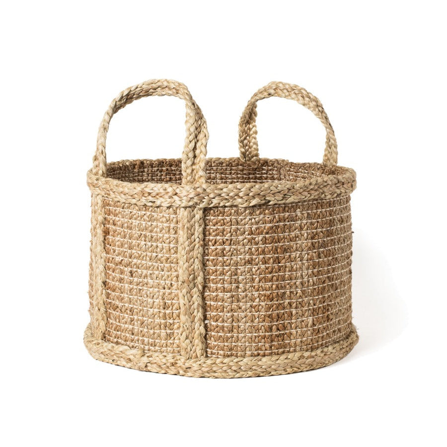 Bono Handwoven Jute Basket – Round Braided Storage Basket | Fair Trade Handmade