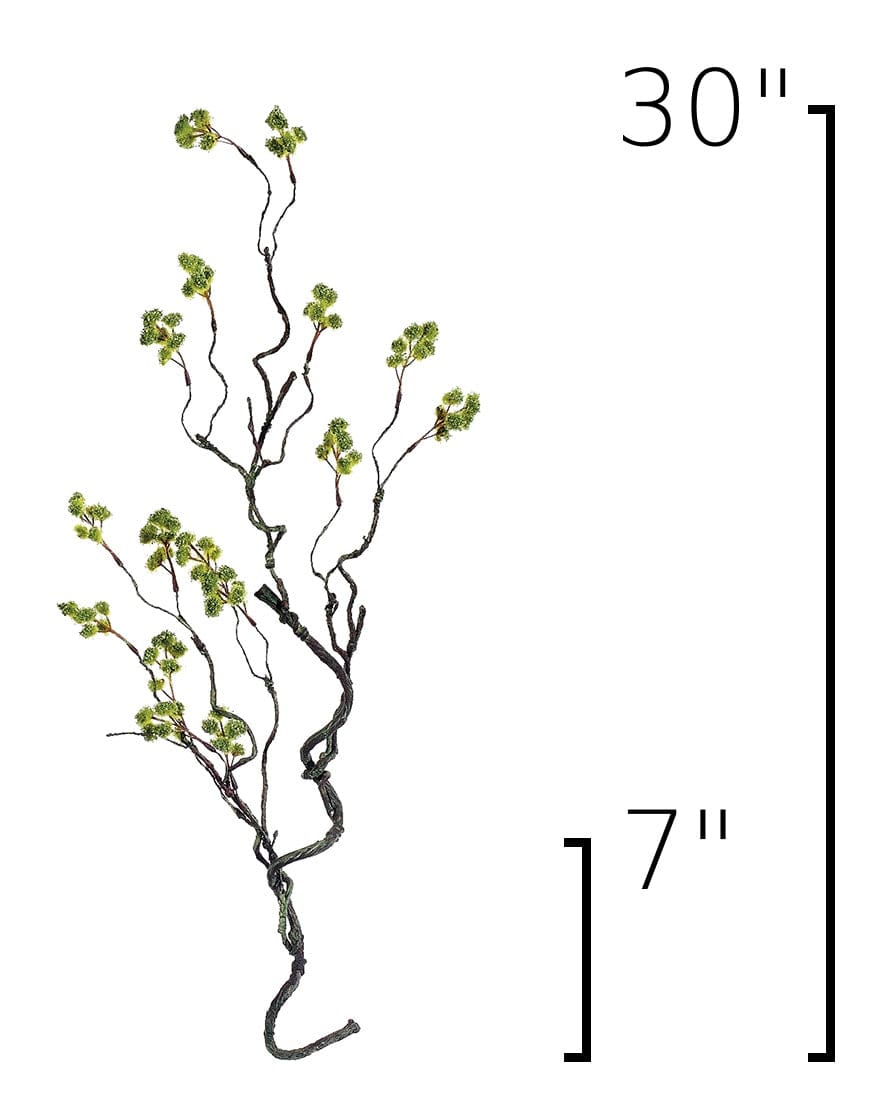 30" Faux Mini Fuzzy Blossom Branch, Soft Green