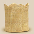 Scalloped Woven Waste Basket | Bolga Straw | Ghana | Sorelle Rossi