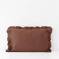 Chocolate Linen Pillowcases with Frills | Set of 2
