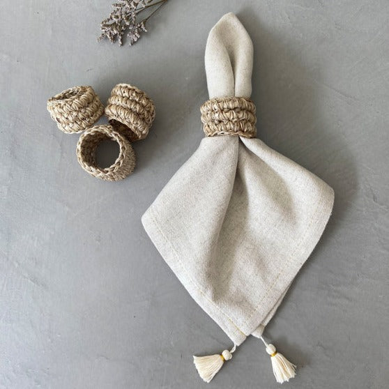 Handwoven Napkin Rings – Set of 4 | Natural Table Decor | Sorelle Rossi