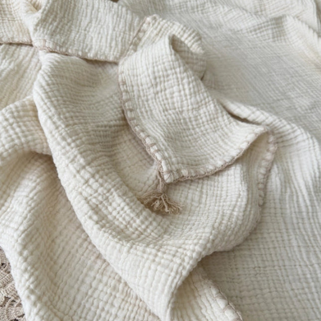 GOTS Certified Organic Muslin Throw Blanket | Soft Breathable Cotton Throw
