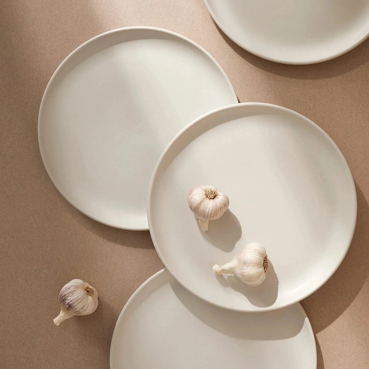 Handcrafted Dinnerware Set – 12 Piece Matte White Ceramic (Tunisian)