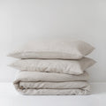 Natural Pinstriped Linen Duvet Cover Set