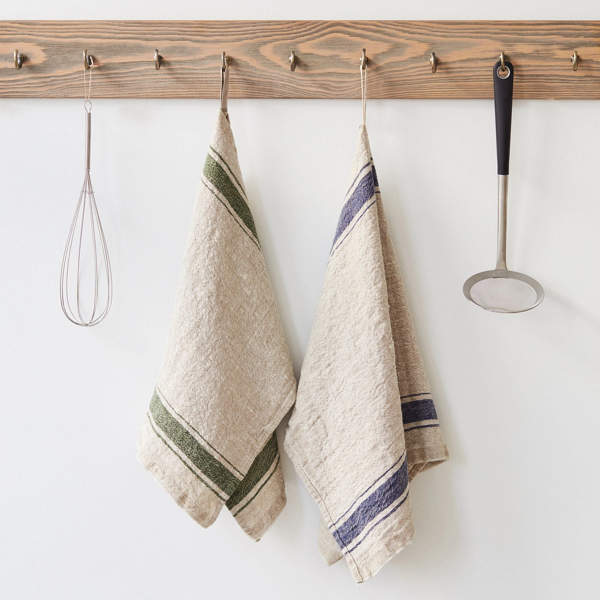 Vintage Striped Linen Kitchen Towels | Set of 4