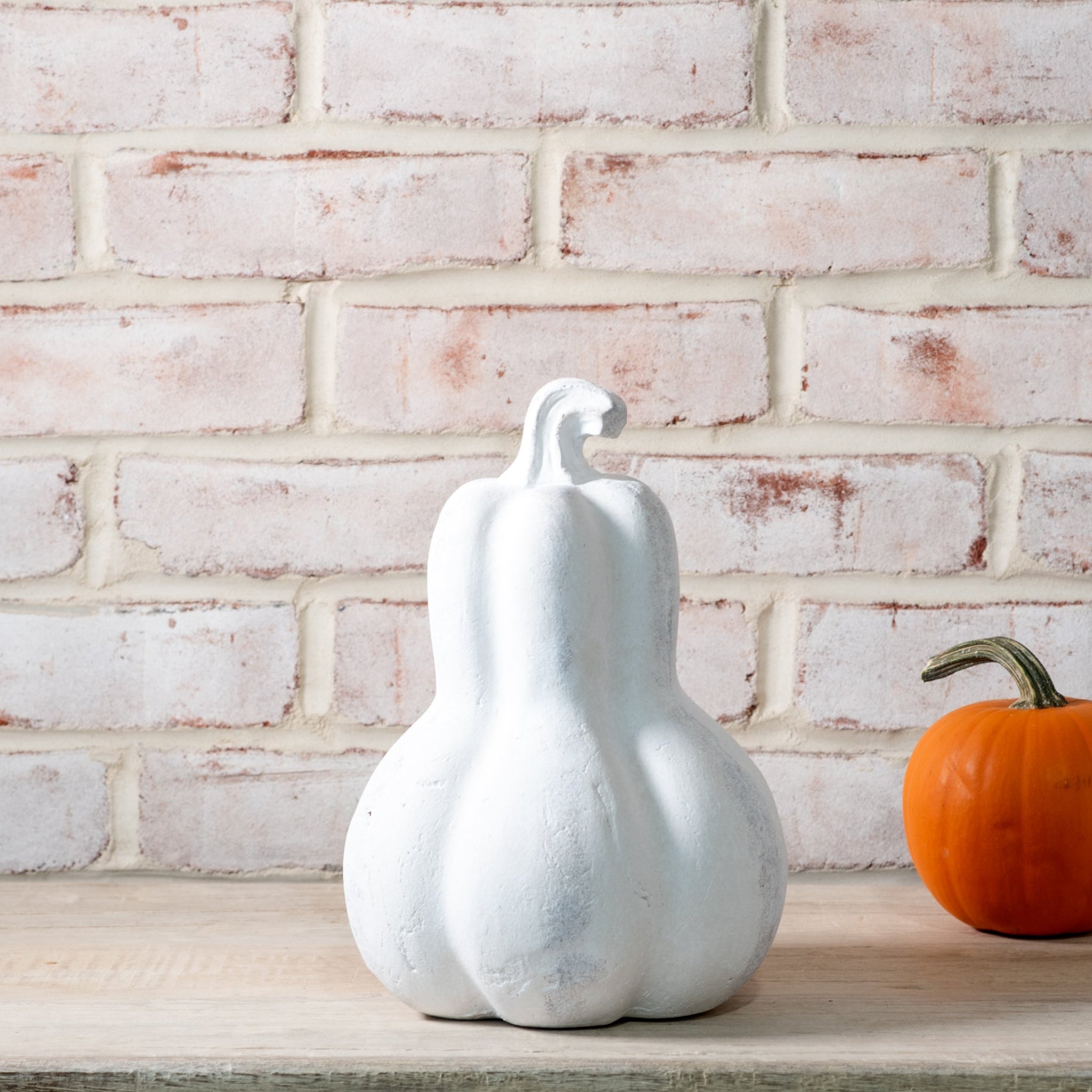 White Terracotta Gourd | Matte Finish Fall & Halloween Décor