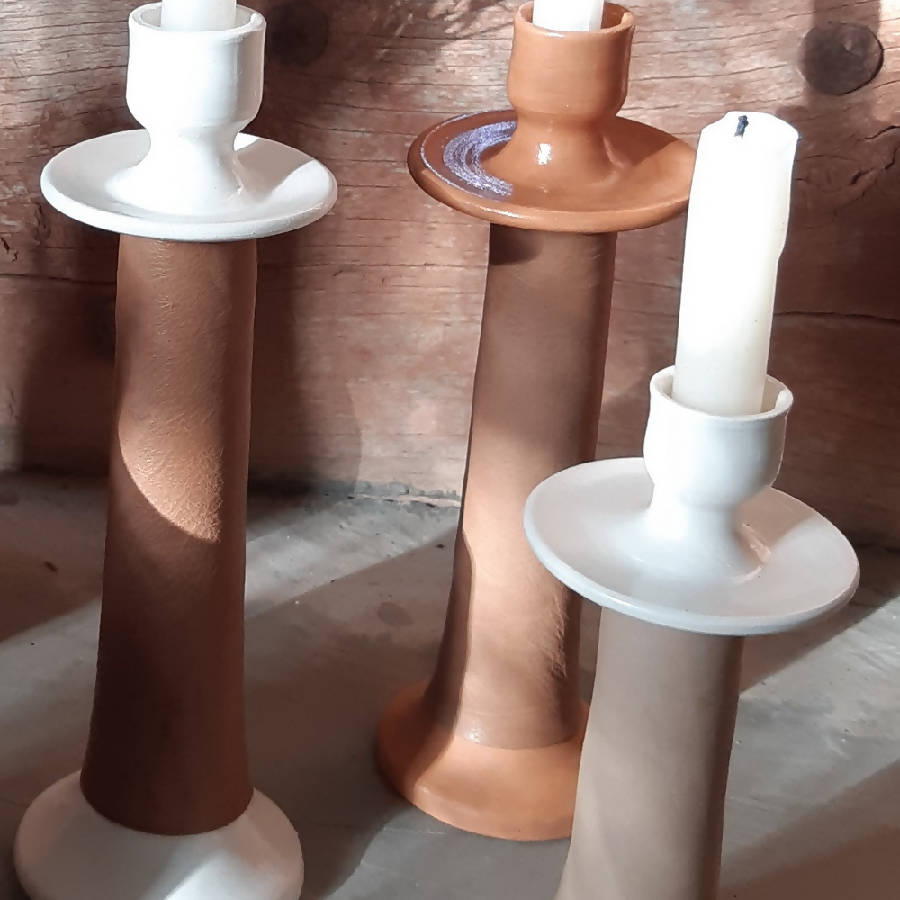 Leather-Wrapped Ceramic Candle Holder | Alcantara-Frederic | Sorelle Rossi