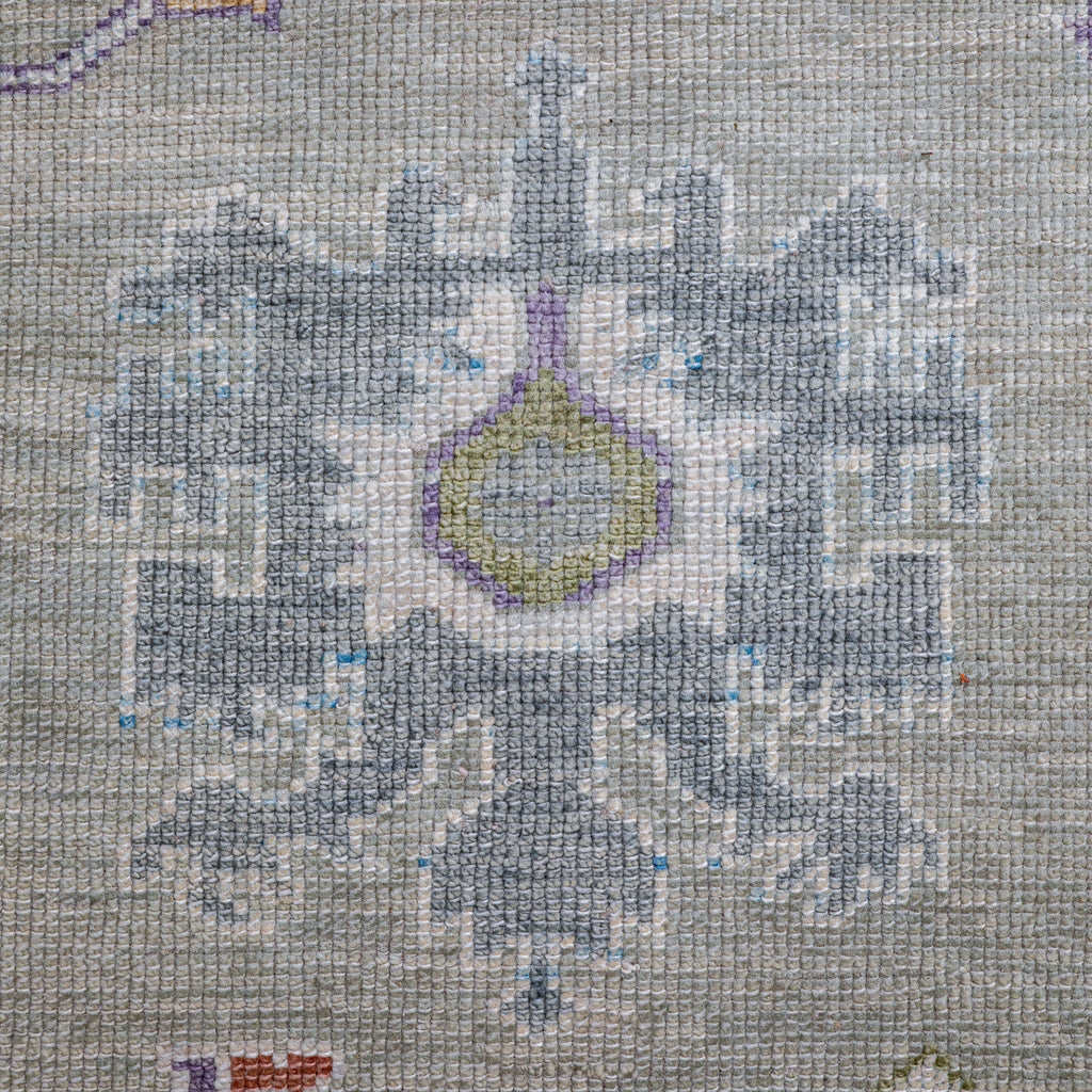 Handwoven Modern Oushak Rug 8'4" x 9'1" | Sage Green Turkish Wool Area Rug