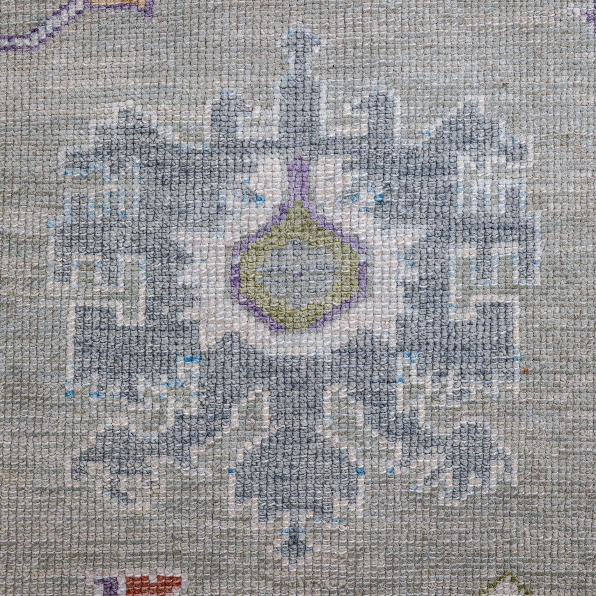 Handwoven Modern Oushak Rug 8'4" x 9'1" | Sage Green Turkish Wool Area Rug