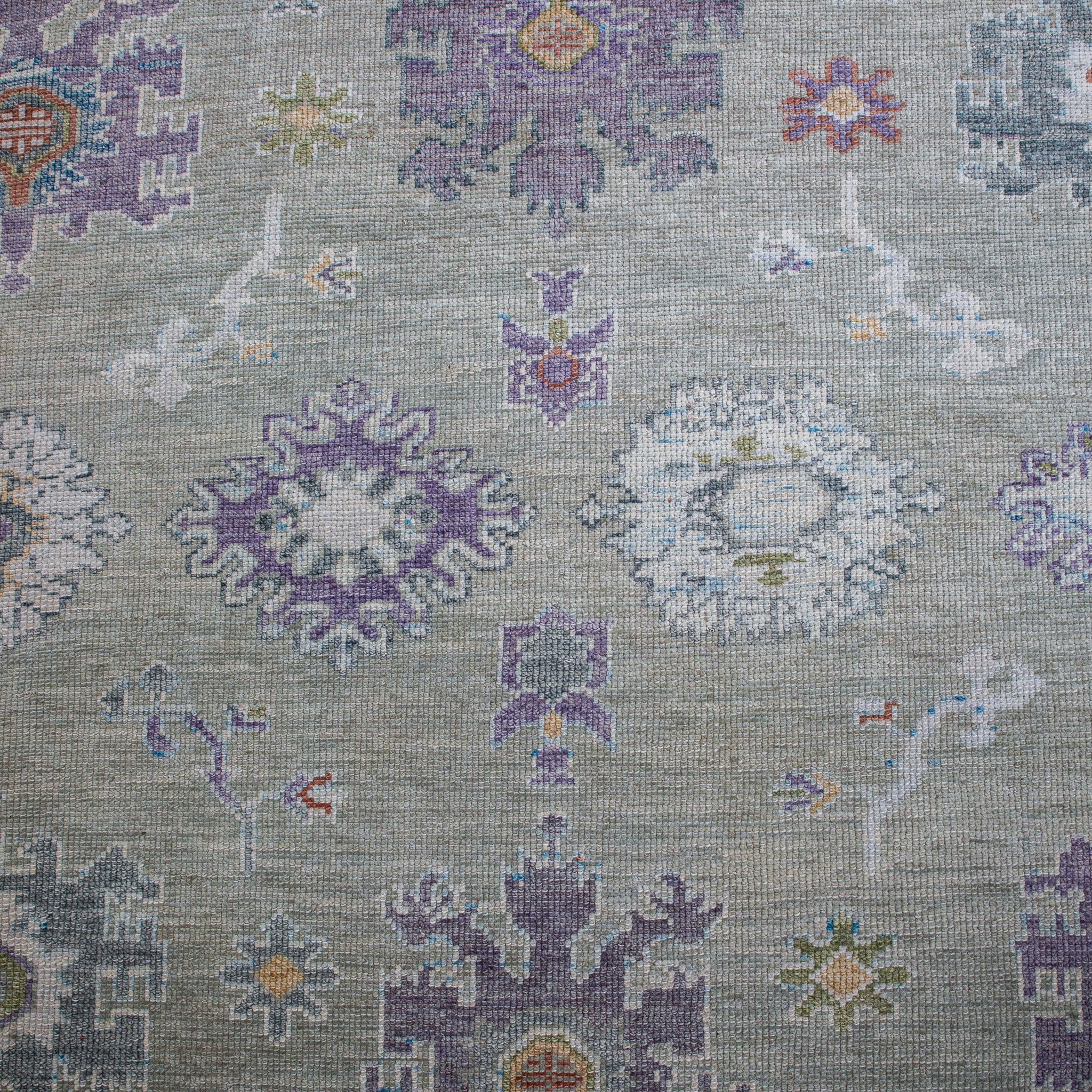 Handwoven Modern Oushak Rug 8'4" x 9'1" | Sage Green Turkish Wool Area Rug