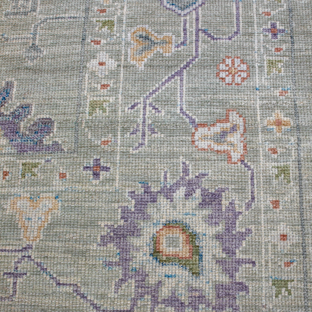 Handwoven Modern Oushak Rug 8'4" x 9'1" | Sage Green Turkish Wool Area Rug