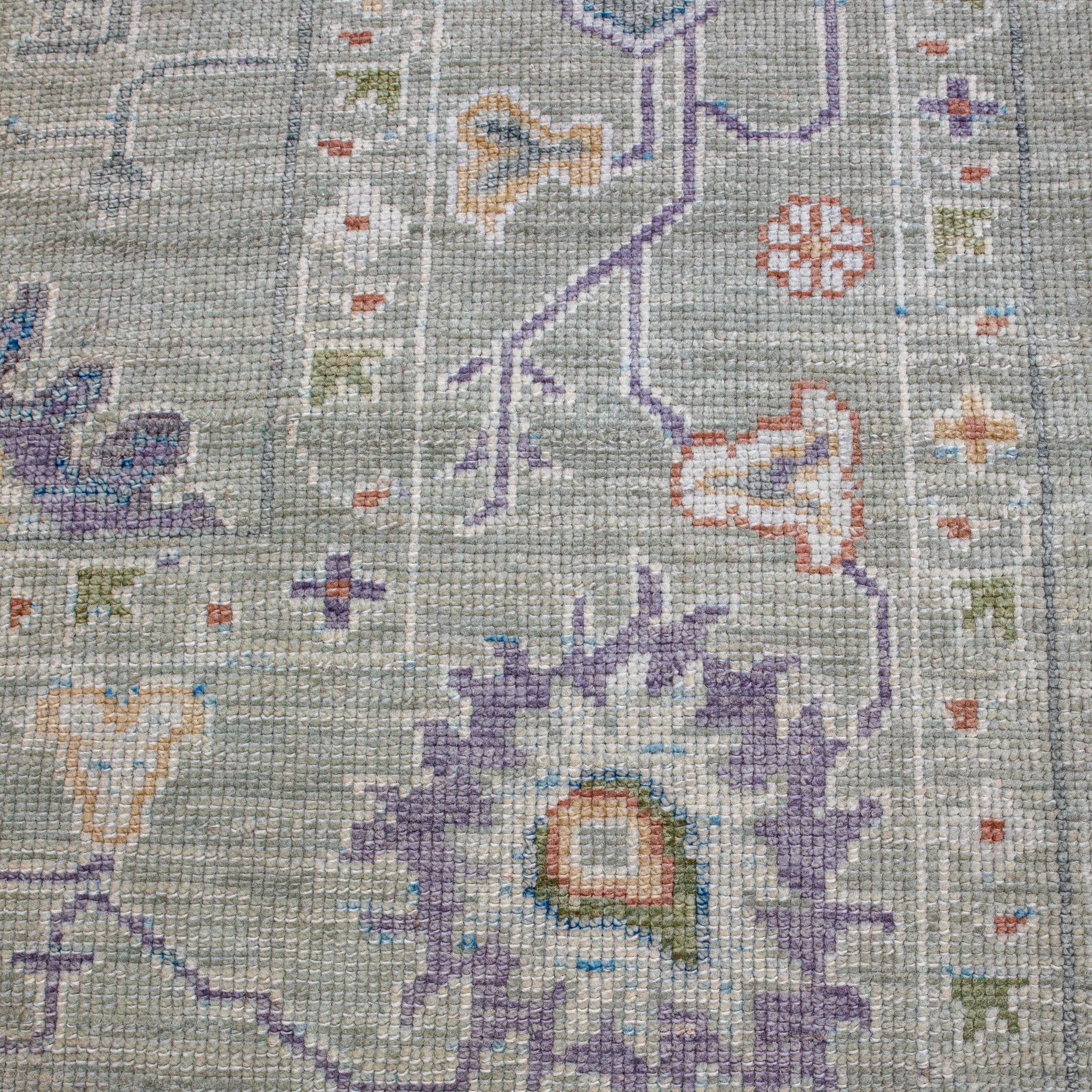 Handwoven Modern Oushak Rug 8'4" x 9'1" | Sage Green Turkish Wool Area Rug