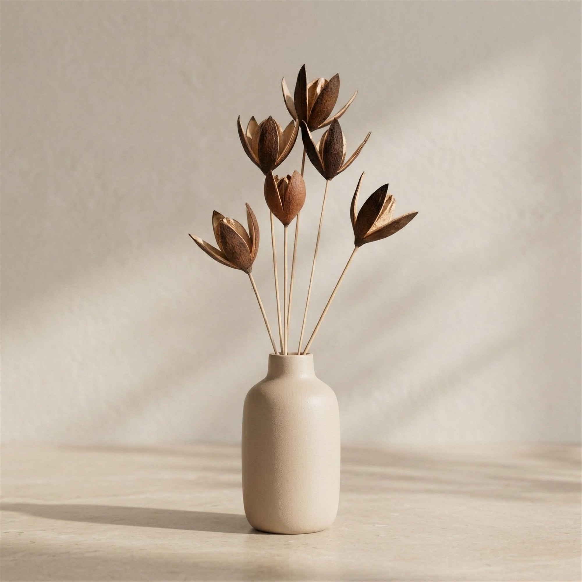 Dried Lily Stems – Set of 30 (Natural) | Preserved Floral Tray for Vase Styling & Neutral Home Decor