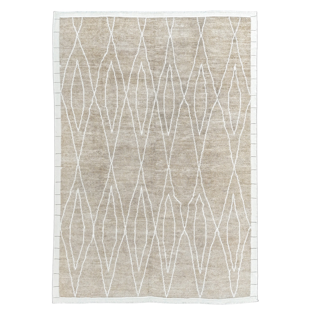 Handwoven Modern Tulu Rug 9'9" x 13'7" | Neutral Turkish Wool Area Rug
