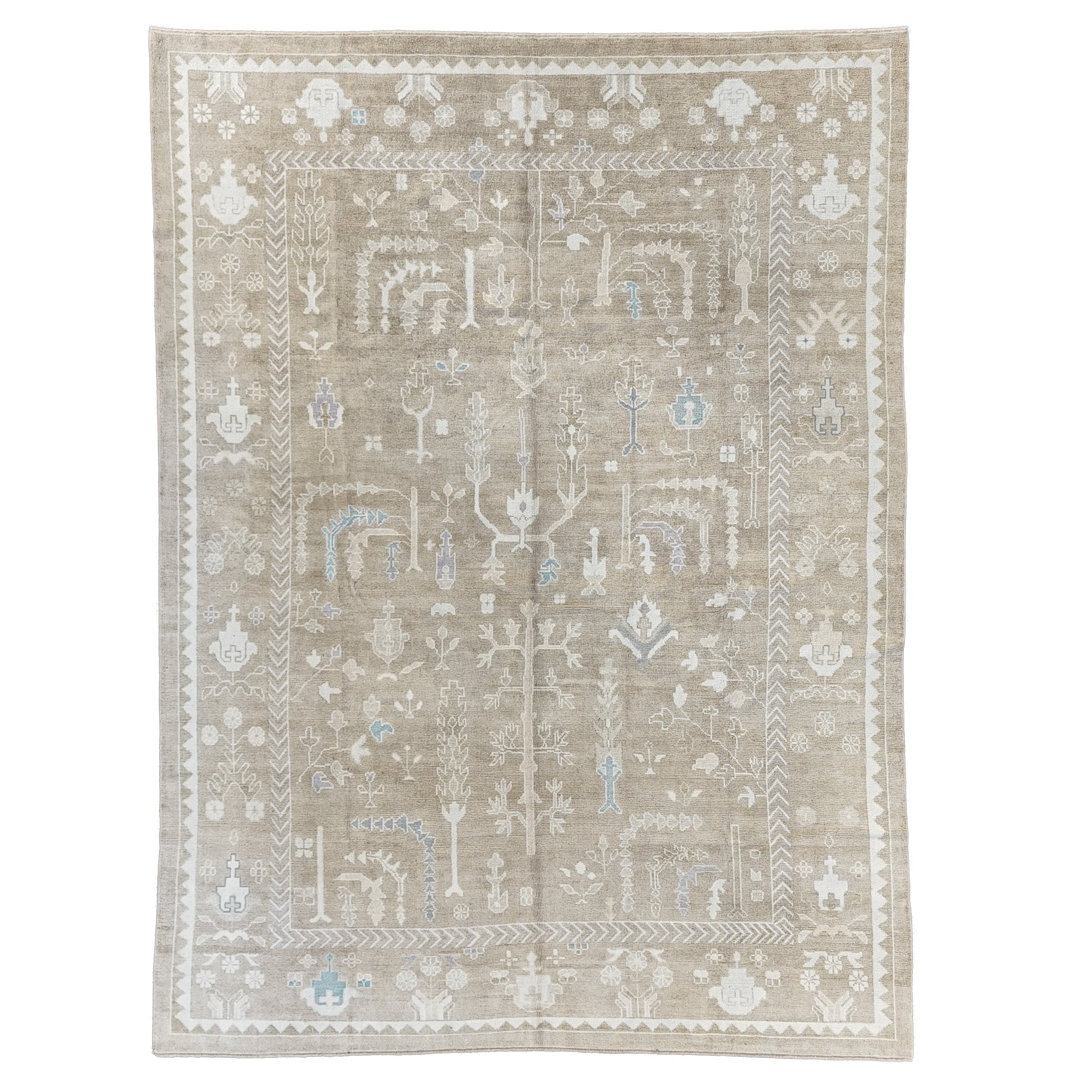 Handwoven Modern Oushak Rug 10'5" x 14'2" | Neutral Turkish Wool Area Rug