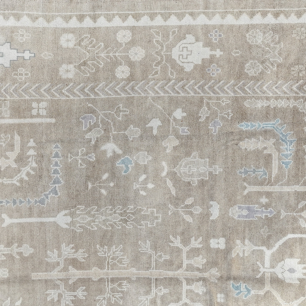 Handwoven Modern Oushak Rug 10'5" x 14'2" | Neutral Turkish Wool Area Rug