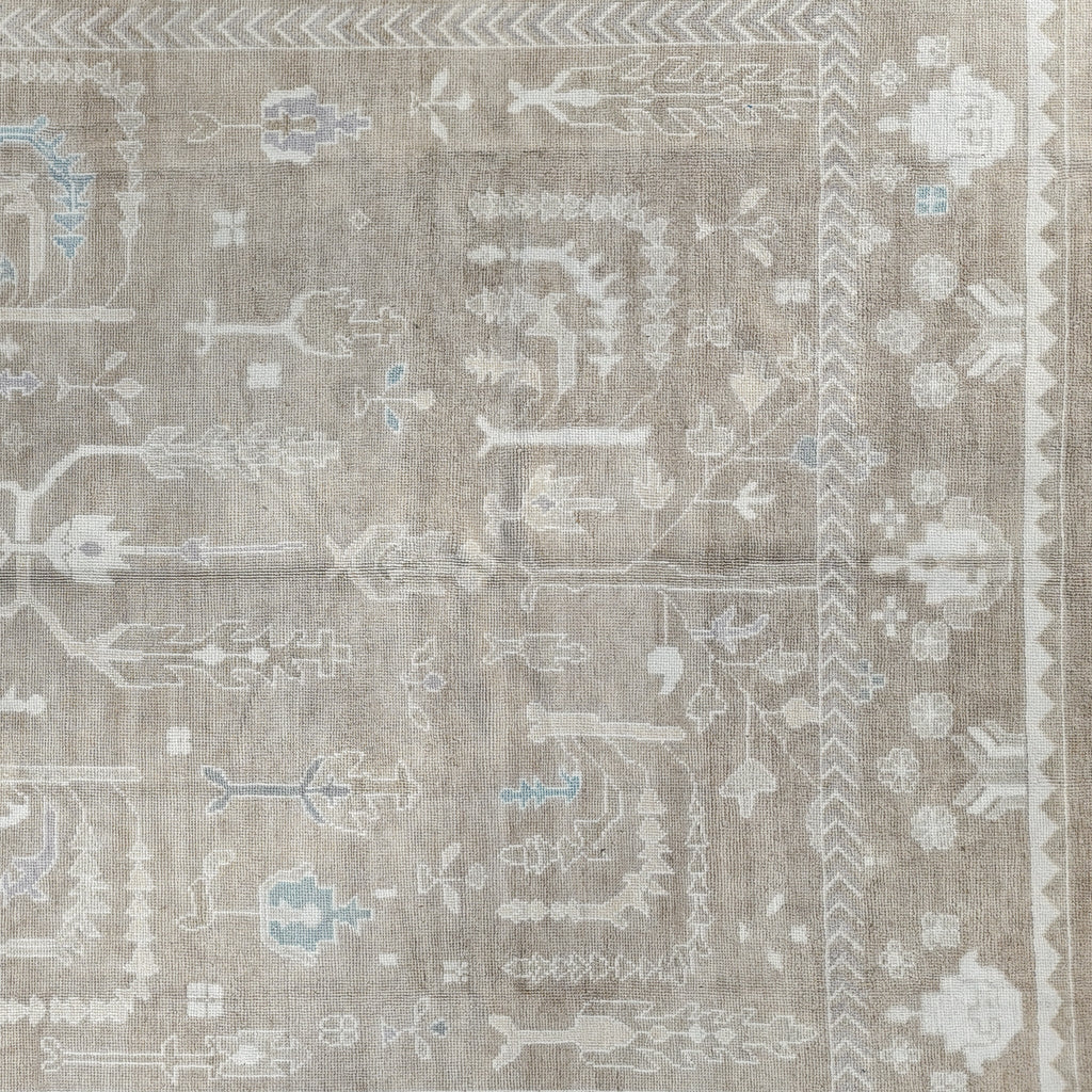 Handwoven Modern Oushak Rug 10'5" x 14'2" | Neutral Turkish Wool Area Rug