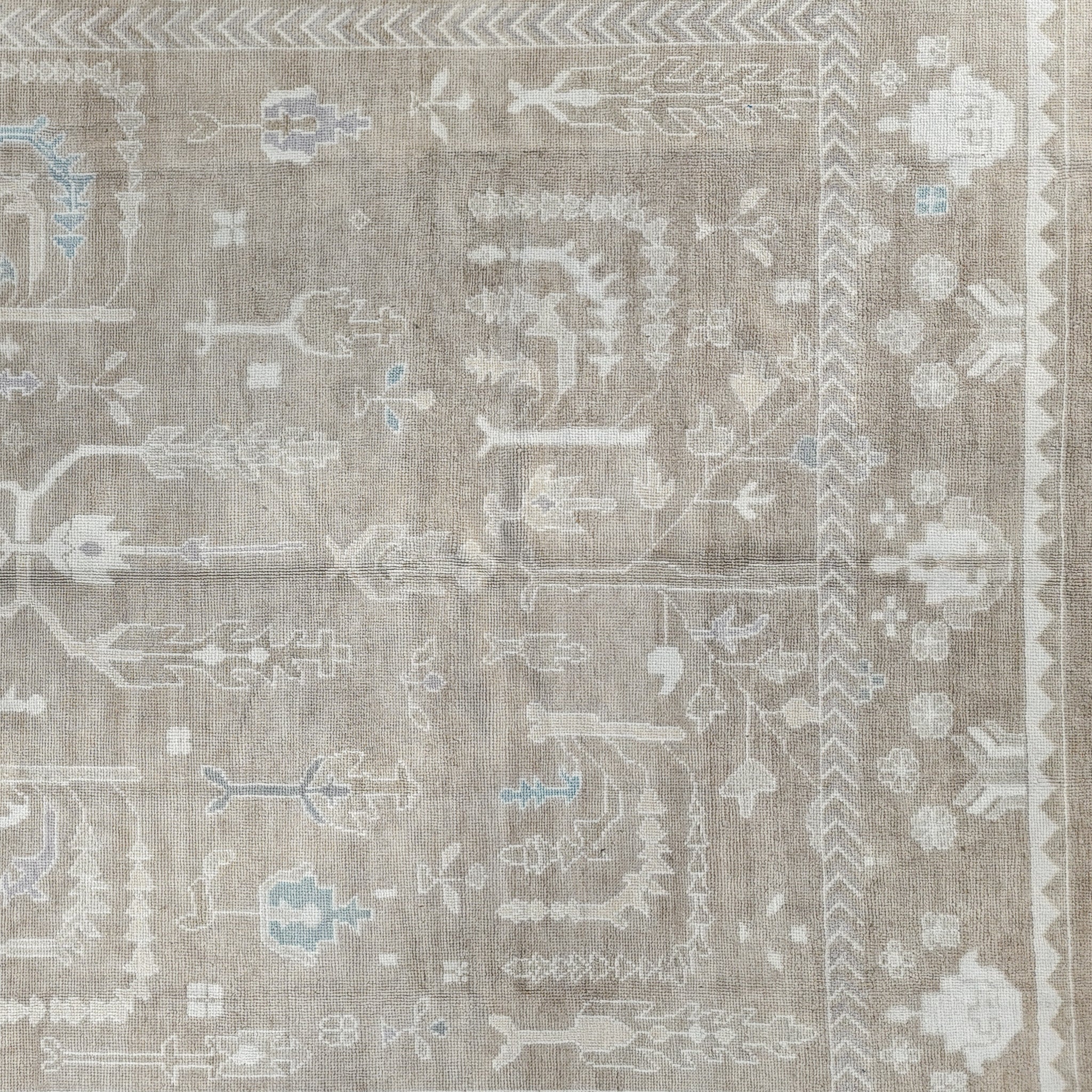 Handwoven Modern Oushak Rug 10'5" x 14'2" | Neutral Turkish Wool Area Rug