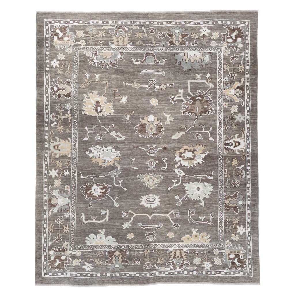 Handwoven Modern Oushak Rug 8'4" x 10'2" | Brown Turkish Wool Area Rug
