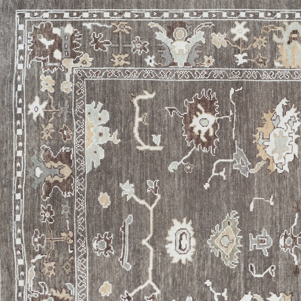 Handwoven Modern Oushak Rug 8'4" x 10'2" | Brown Turkish Wool Area Rug