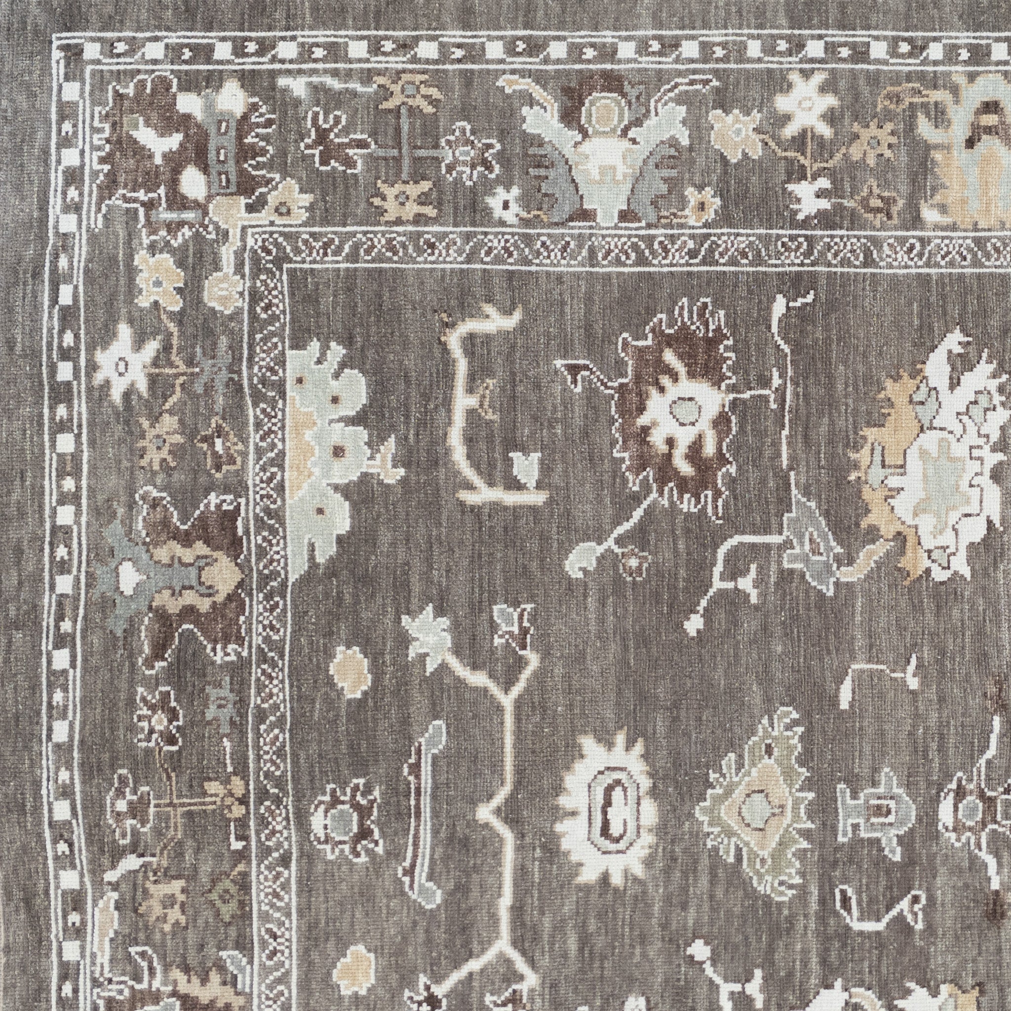 Handwoven Modern Oushak Rug 8'4" x 10'2" | Brown Turkish Wool Area Rug