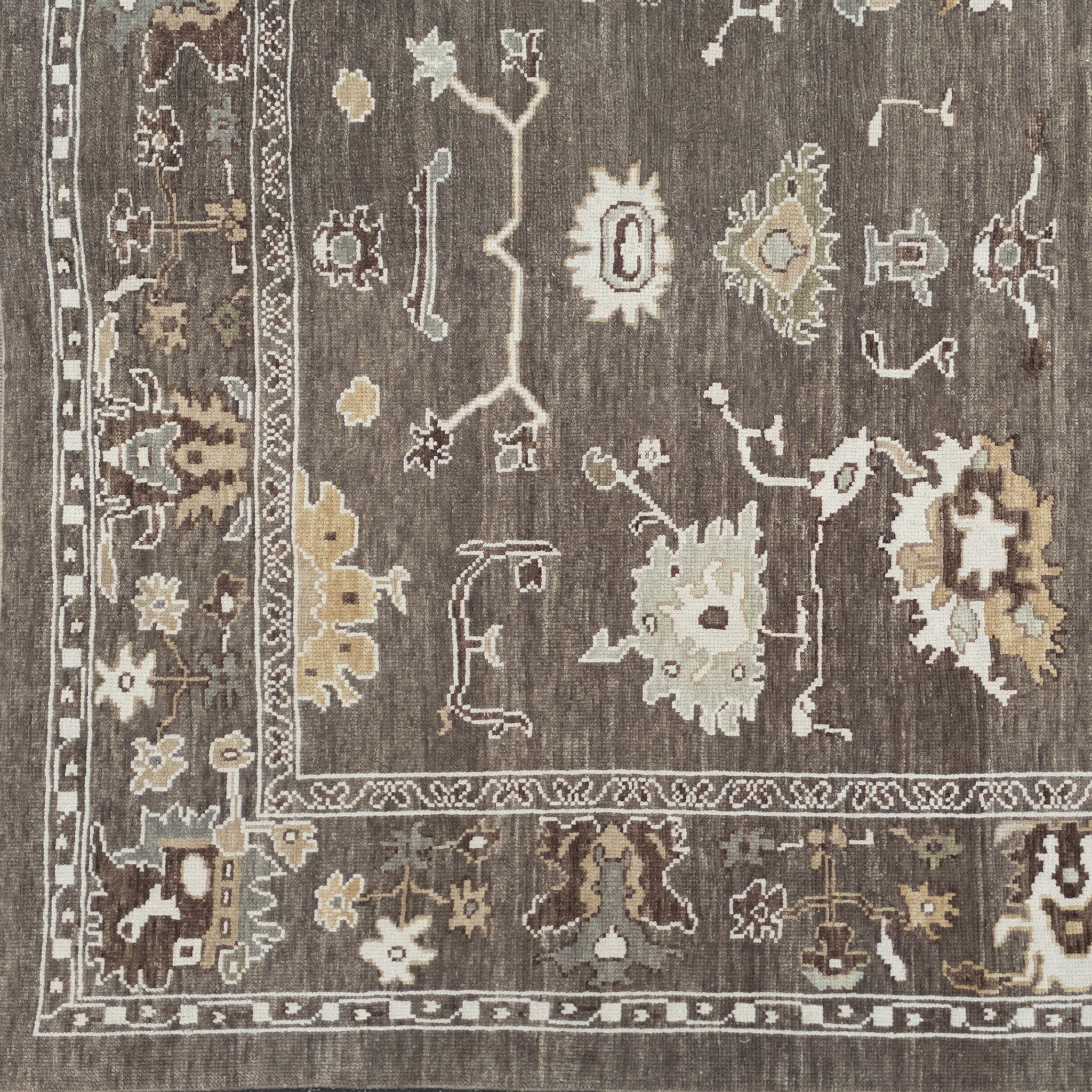 Handwoven Modern Oushak Rug 8'4" x 10'2" | Brown Turkish Wool Area Rug