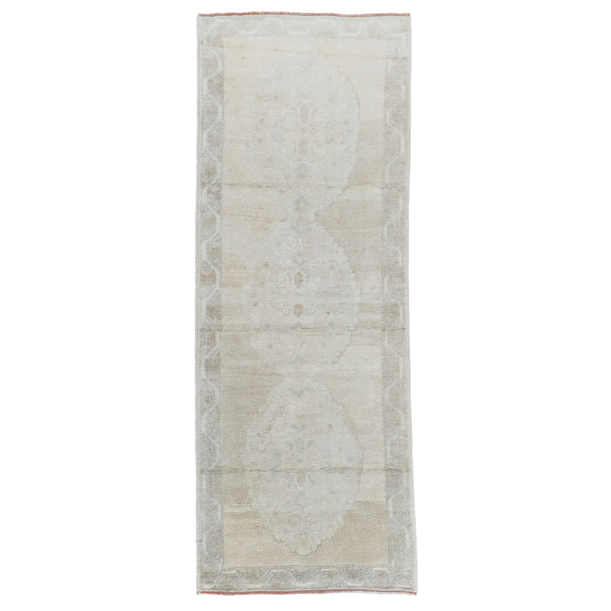 Handwoven Vintage Turkish Runner Rug 2'9" x 7'1" | Neutral Green Wool Rug