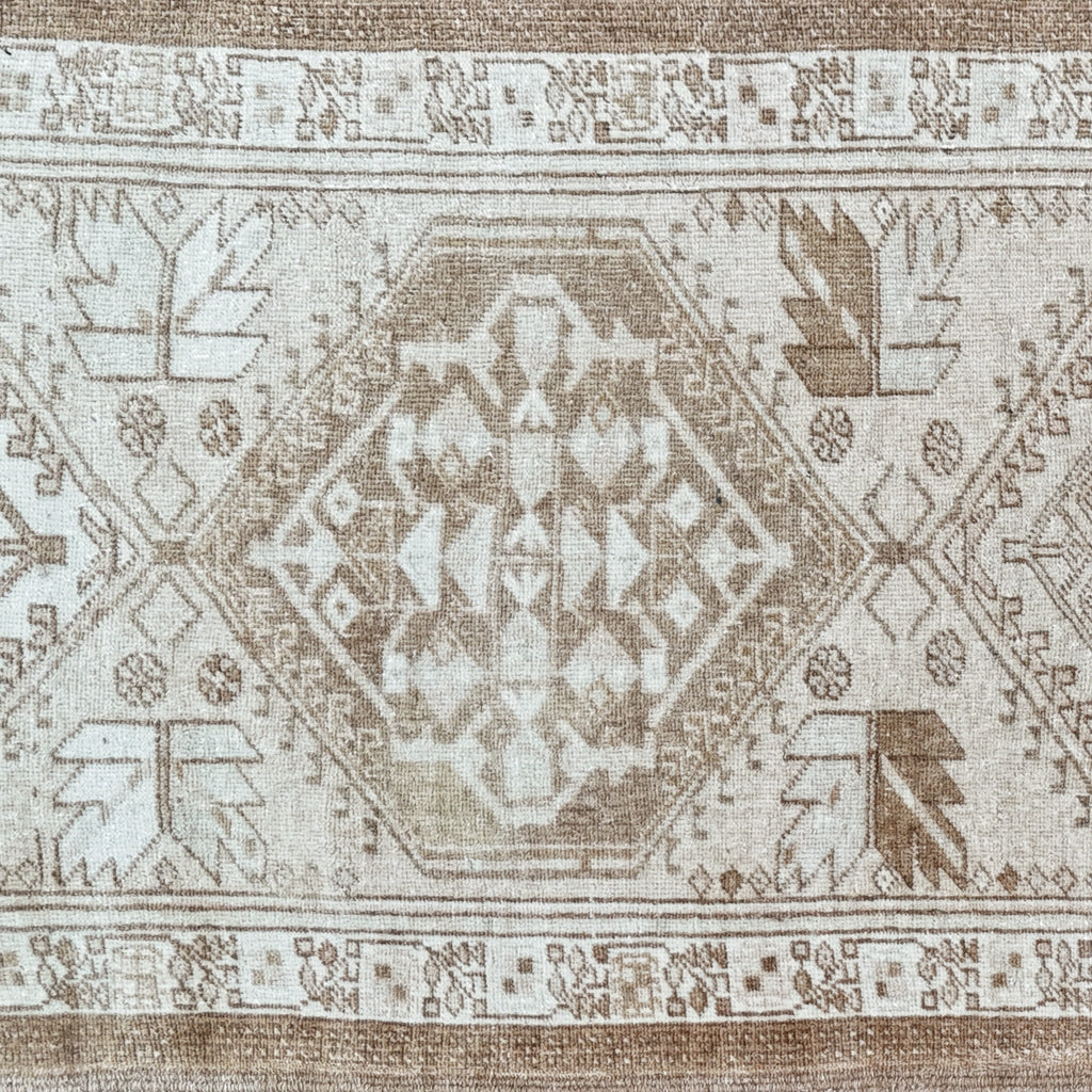 Handwoven Vintage Turkish Runner Rug 2'4" x 8'9" | One-of-a-Kind Neutral Wool Rug
