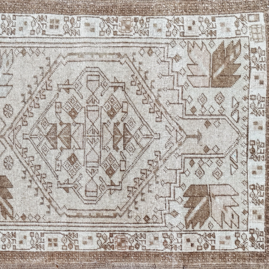 Handwoven Vintage Turkish Runner Rug 2'4" x 8'9" | One-of-a-Kind Neutral Wool Rug