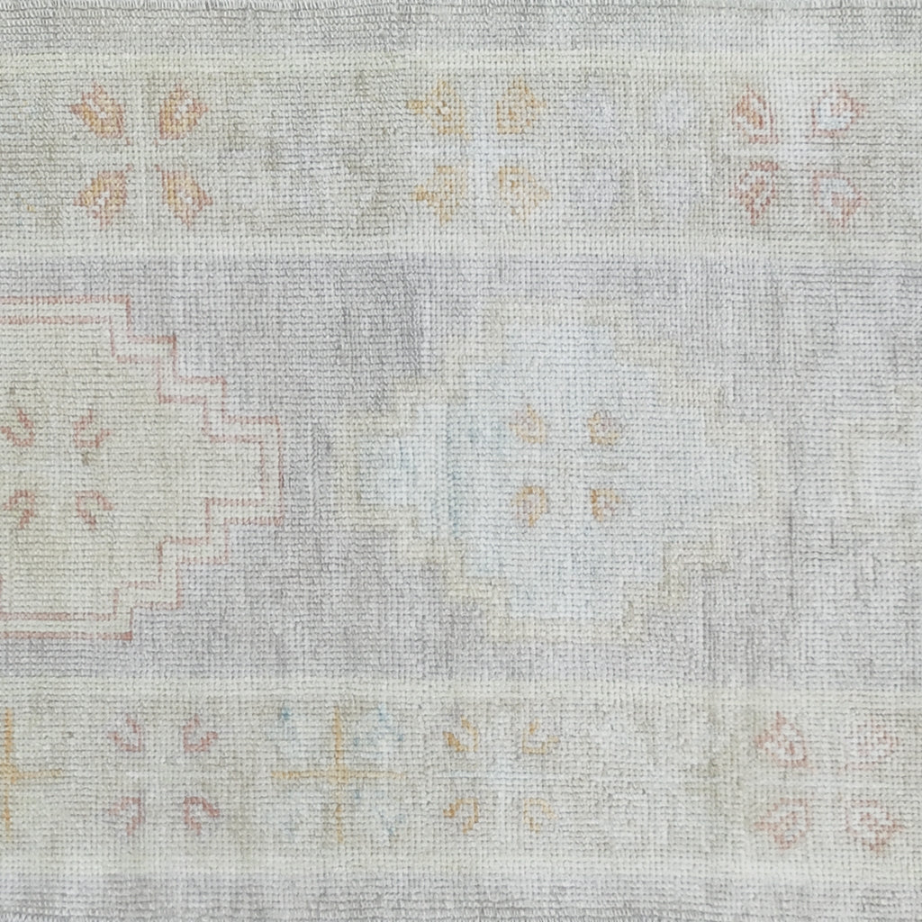 Handwoven Modern Oushak Runner 2'7" x 9'7" | Muted Blue & Orange Turkish Wool Rug