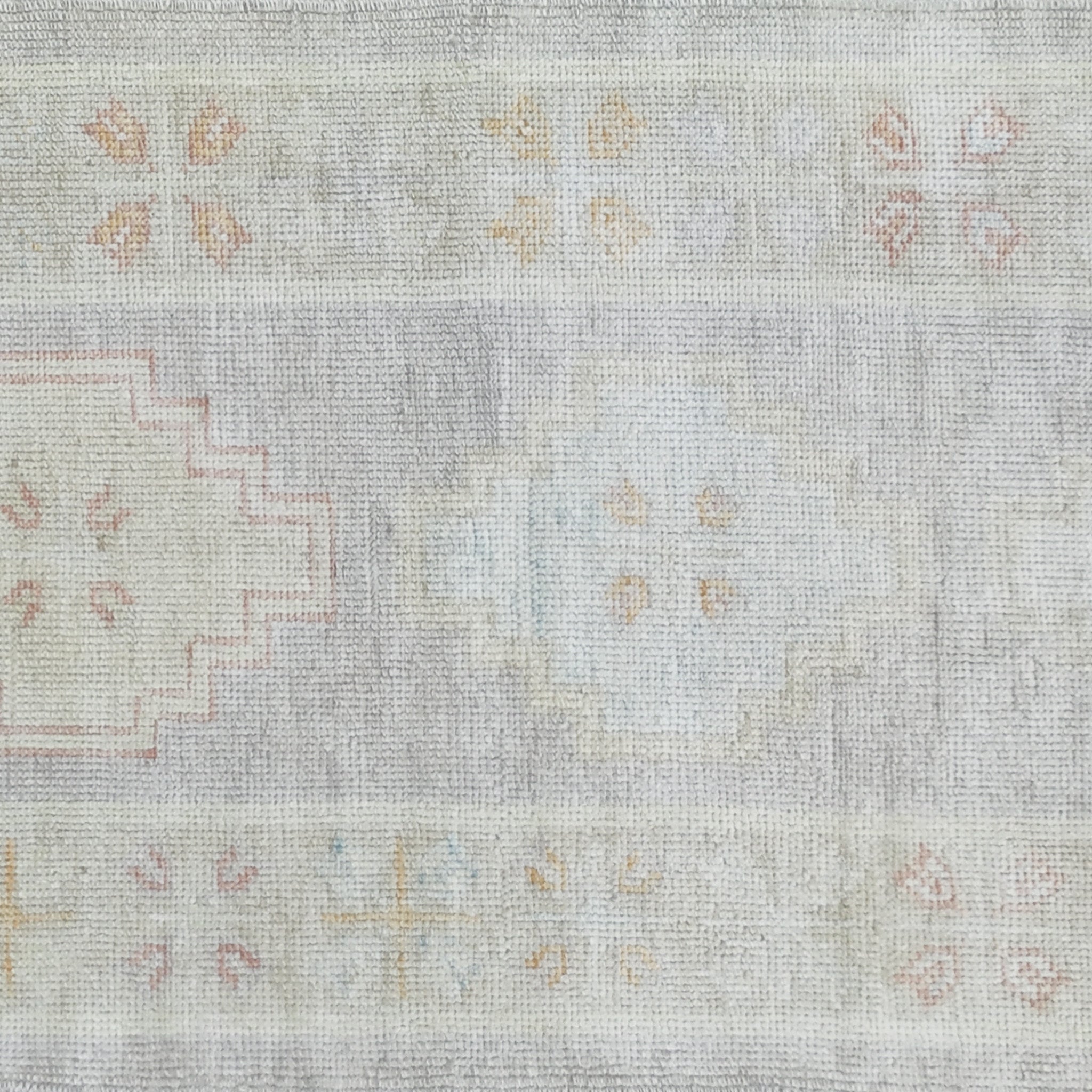 Handwoven Modern Oushak Runner 2'7" x 9'7" | Muted Blue & Orange Turkish Wool Rug