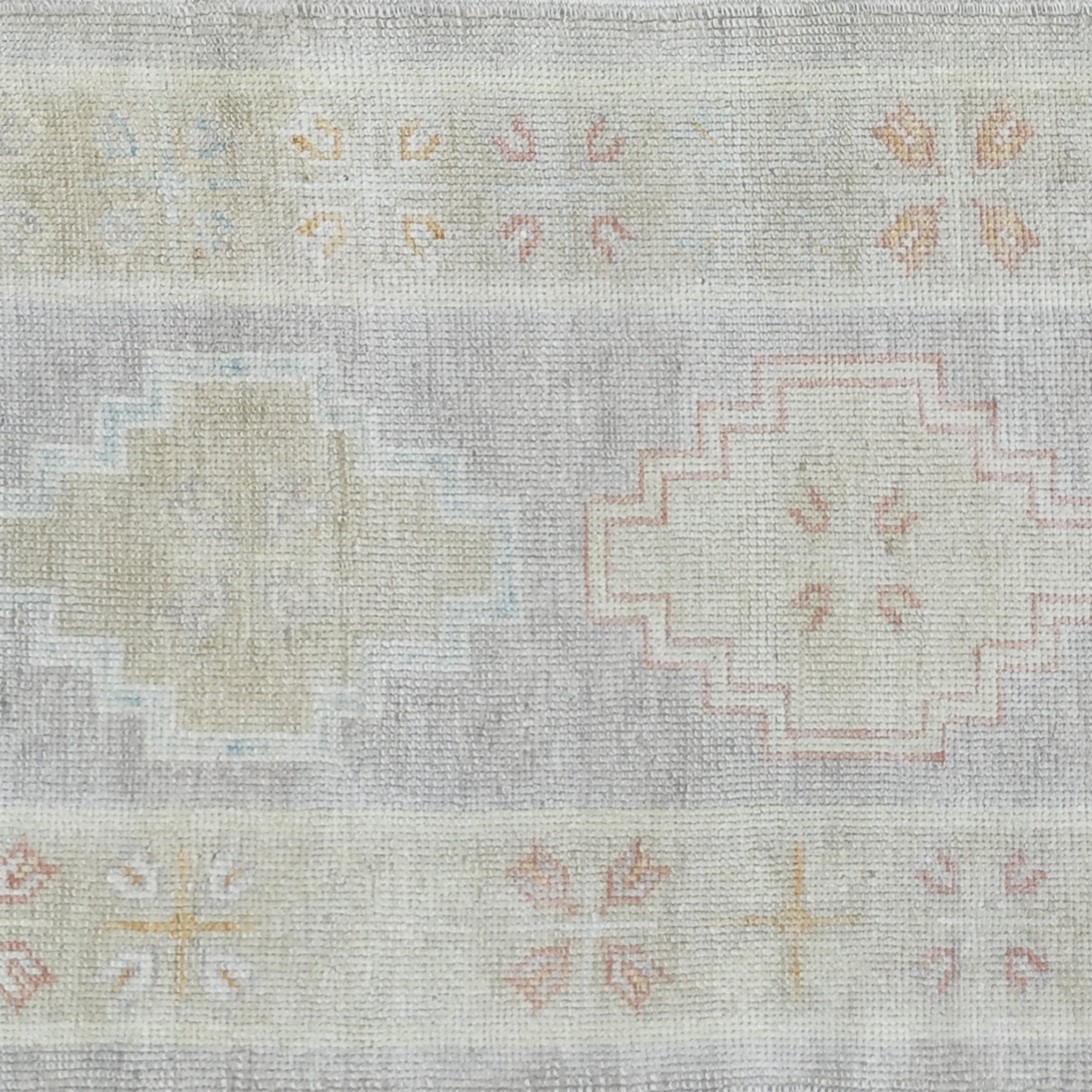 Handwoven Modern Oushak Runner 2'7" x 9'7" | Muted Blue & Orange Turkish Wool Rug