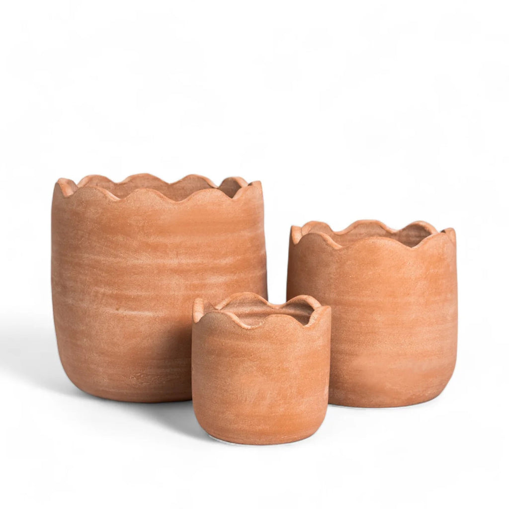 Handmade Wavy Terracotta Planter – Small
