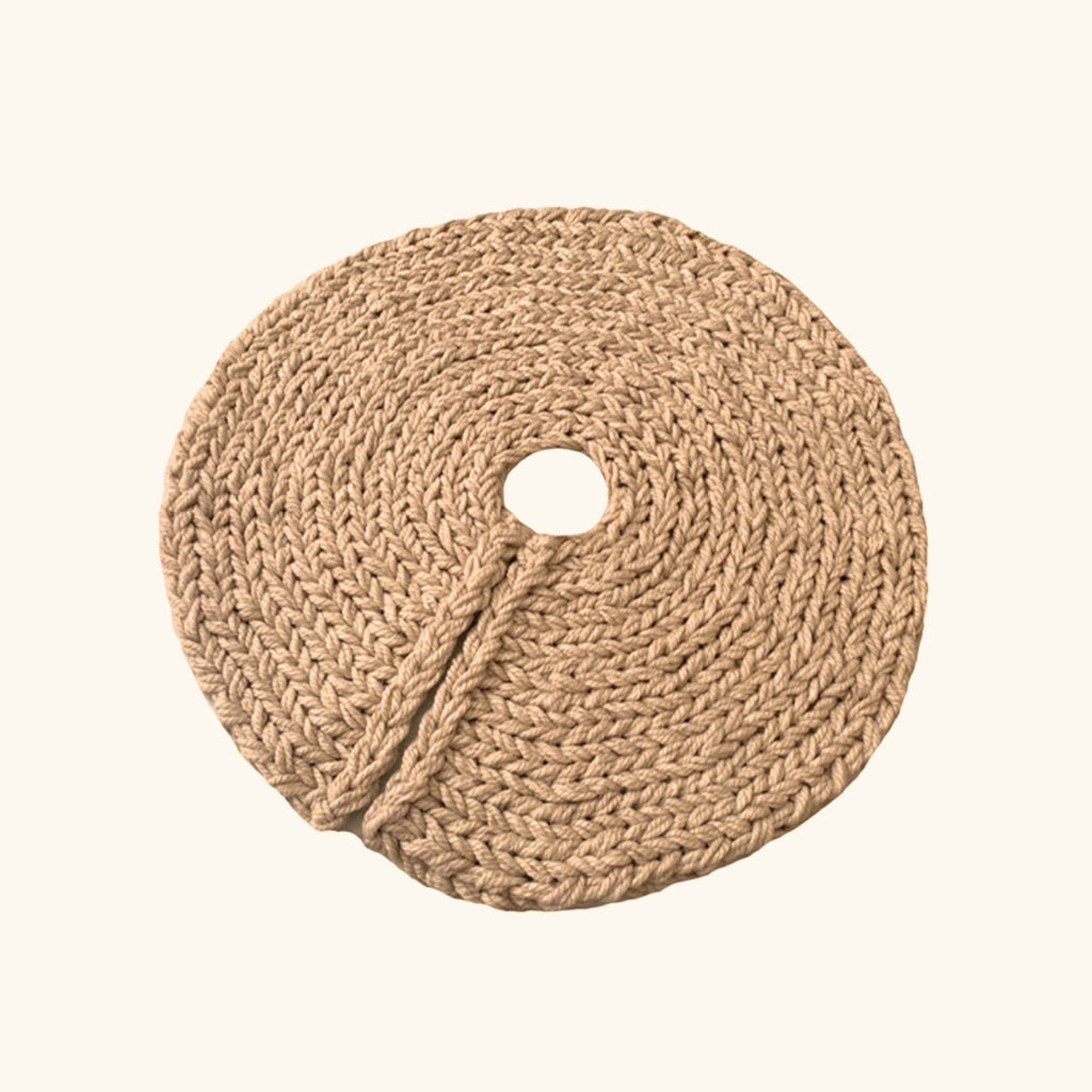 Beige Chunky Knit Christmas Tree Skirt