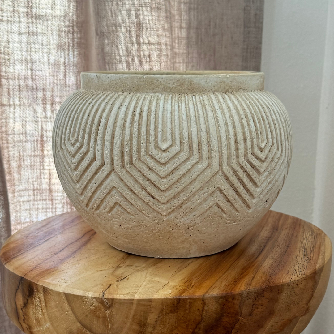 Linden Concrete Vessel, 8" × 6" | Natural Sandstone or Rustic Umber