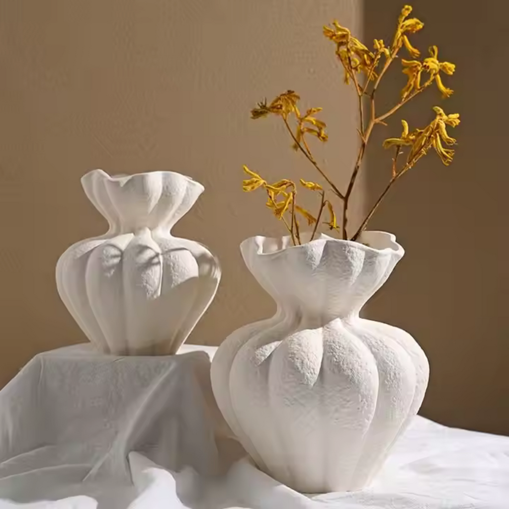 Ember Hand-Painted Terracotta Vase | Linen White or Jet Black