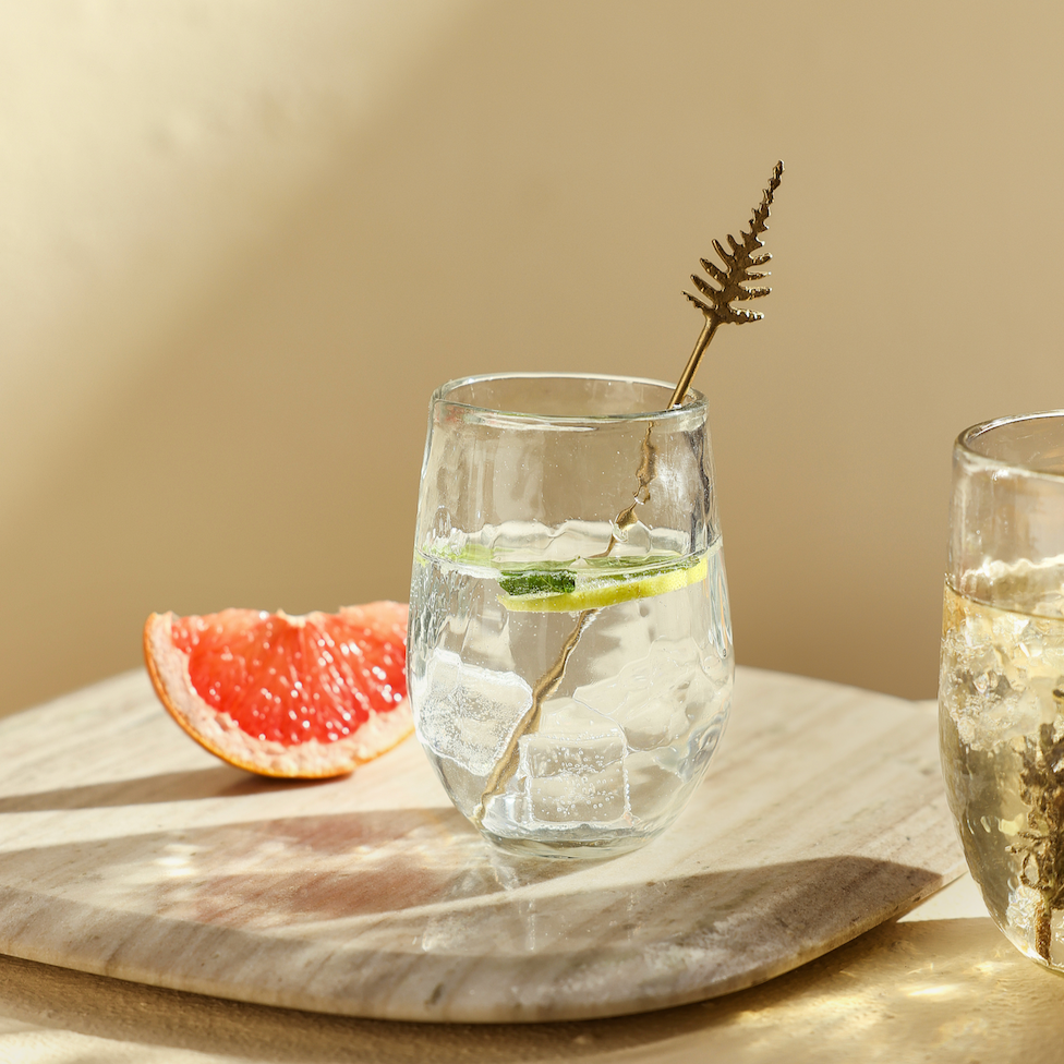 Handcrafted 8 oz Pebbled Glasses - Set of 4