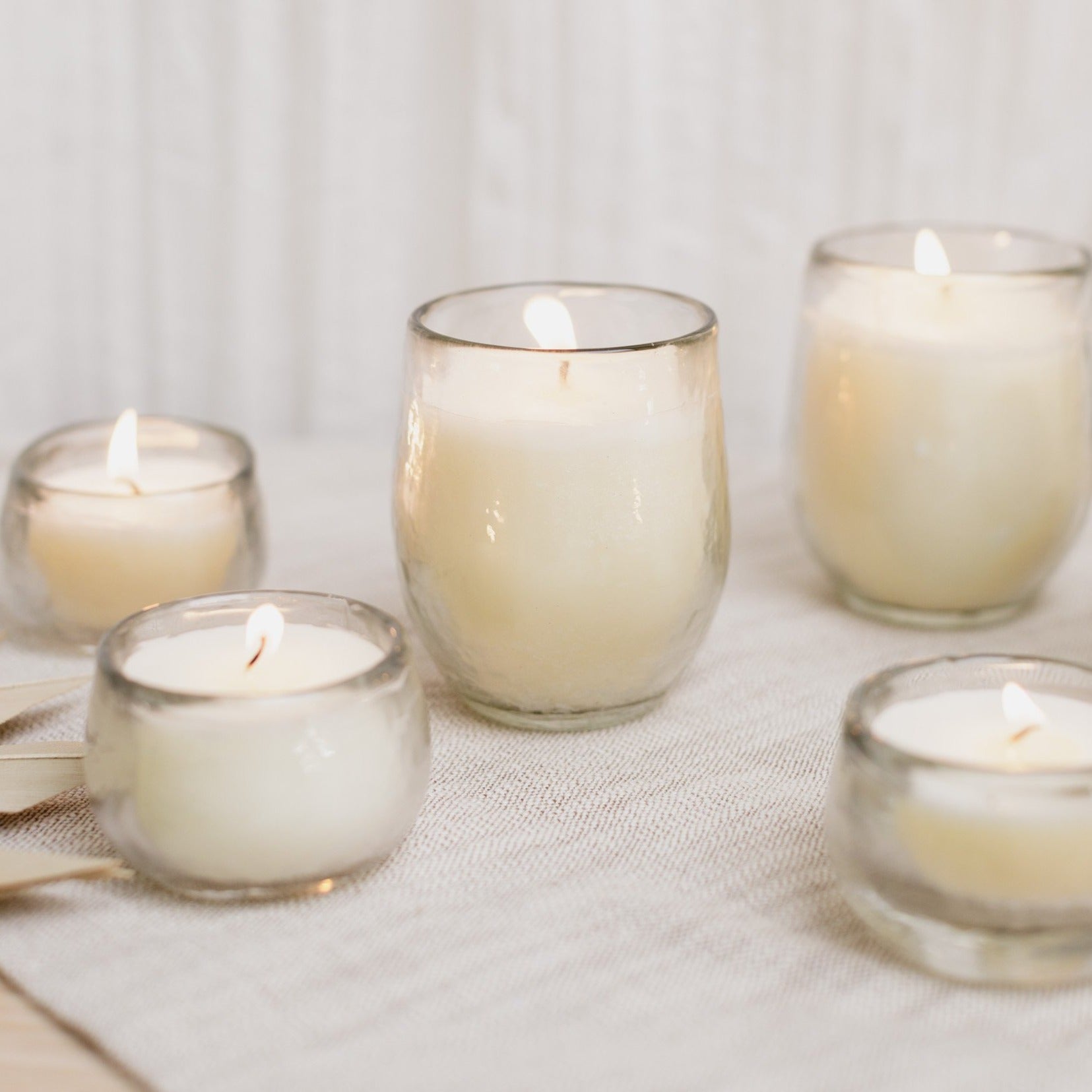 Hand-Poured Pebbled Votive Candles – Set of 3 | Textured Neutral Decorative Candles