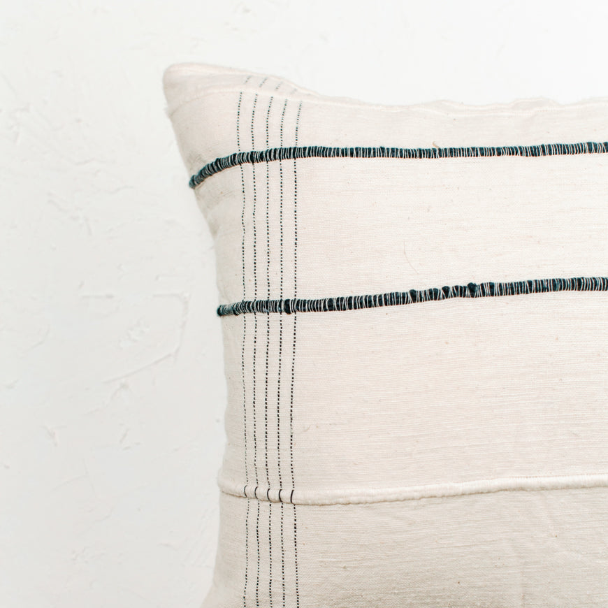 Handwoven Cotton Throw Pillow Cover – Navy Blue Accent 18x18 | Textured Artisan Decorative Pillow
