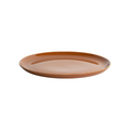 Ceramic plate with a brownish-orange glaze on a white background