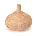 Woven beige vase on a white background