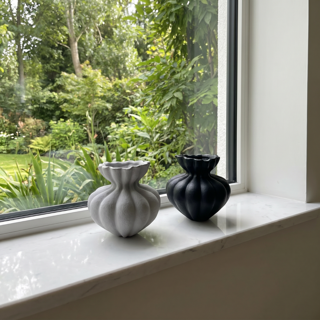 Ember Hand-Painted Terracotta Vase | Linen White or Jet Black