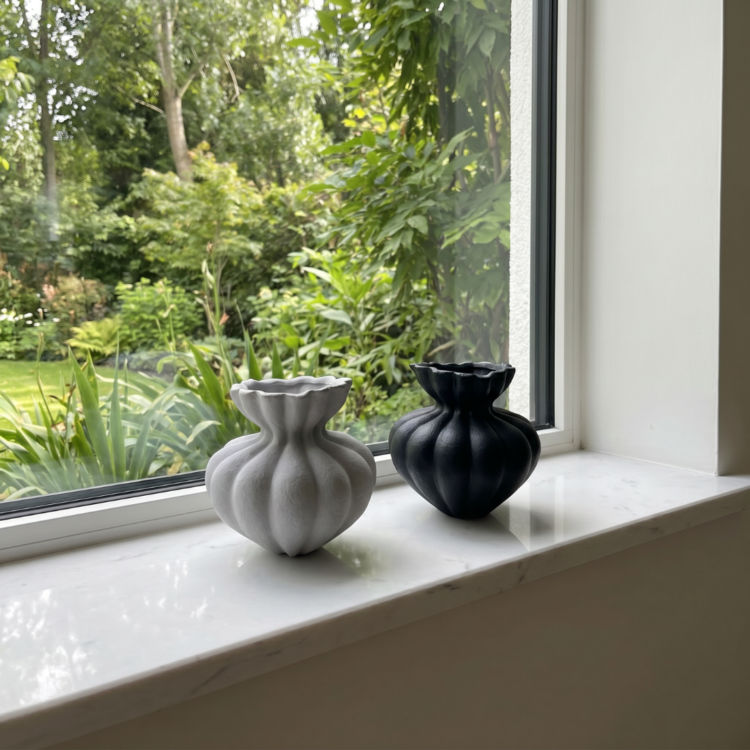 Ember Hand-Painted Terracotta Vase | Linen White or Jet Black