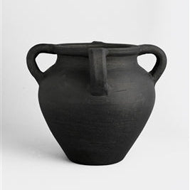 Burnt Black Terracotta Vase – Handcrafted Decorative Vessel | Sorelle Rossi