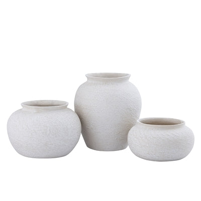 White Paper Mache Pot – Decorative Neutral Planter