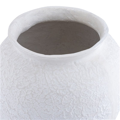White Paper Mache Pot – Decorative Neutral Planter